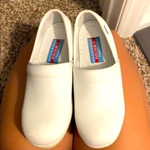 White nursing clogs